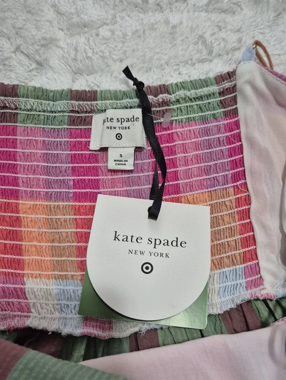 NWT KATE SPADE X TARGET Multi-Color Checkered Spaghetti Strap Dress-Size:S